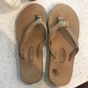 Blue Stripe Rainbow flip flops